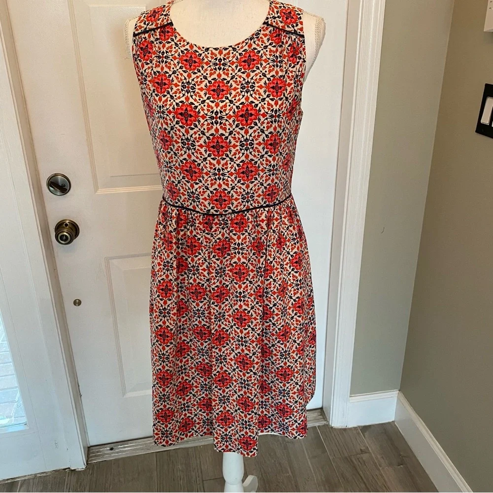 J. Crew silk California Poppy A line sleeveless dress